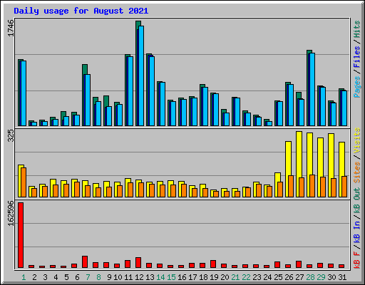 Daily usage for August 2021