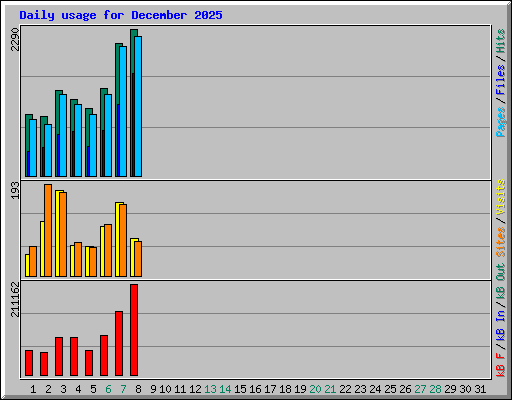 Daily usage for December 2025