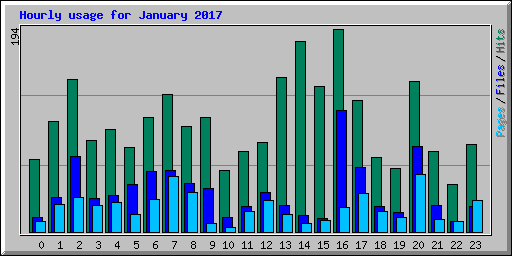 Hourly usage for January 2017