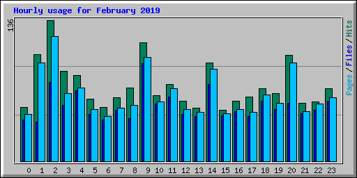 Hourly usage for February 2019